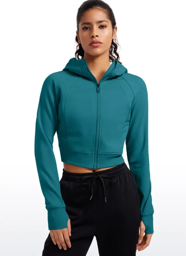 Outlet CRZ YOGA Amenity Cropped Full Zip Hoodies with Thumb Holes