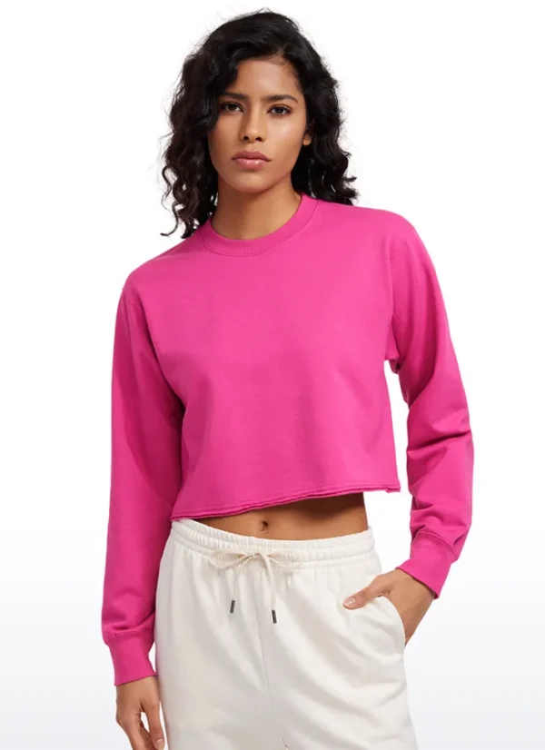 Online CRZ YOGA Amenity Double Raw Hem Sweatshirts Crew Neck