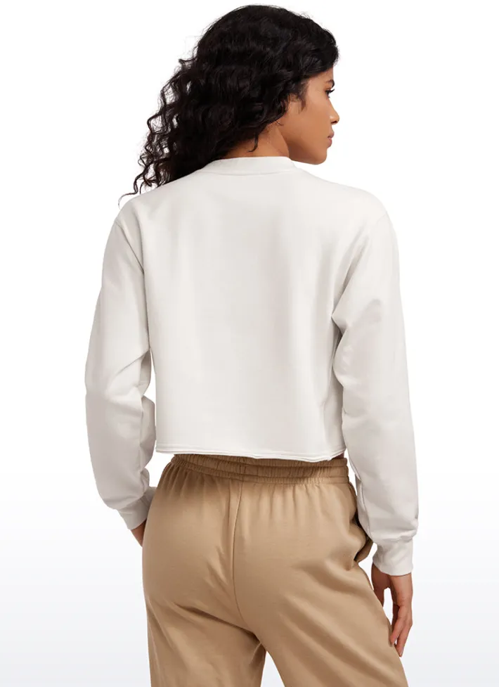 Shop CRZ YOGA Amenity Double Raw Hem Sweatshirts Crew Neck
