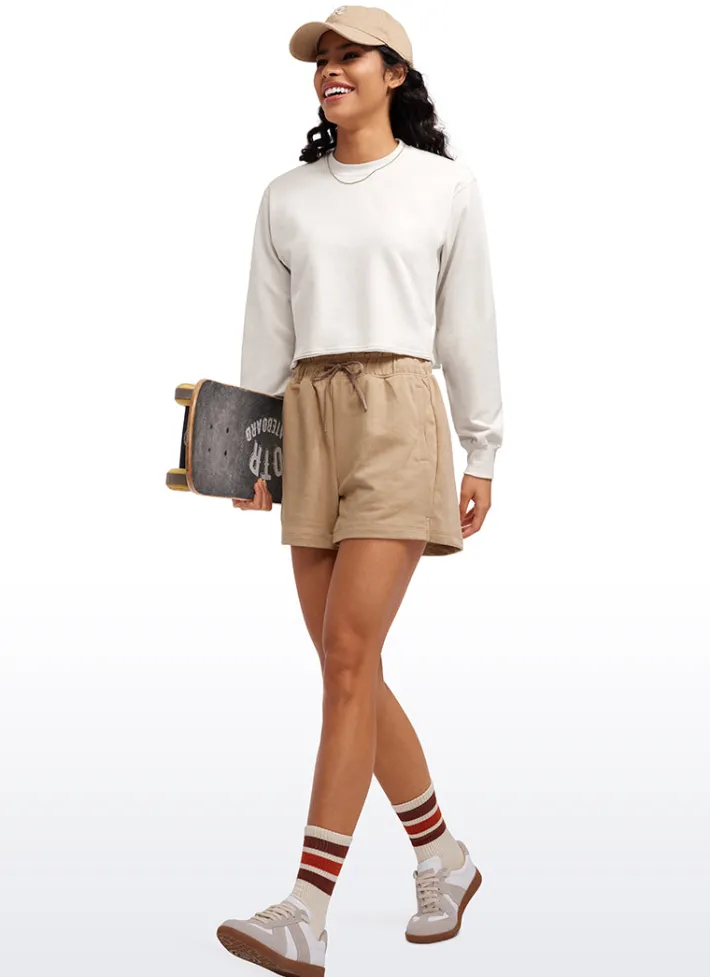 Shop CRZ YOGA Amenity Double Raw Hem Sweatshirts Crew Neck