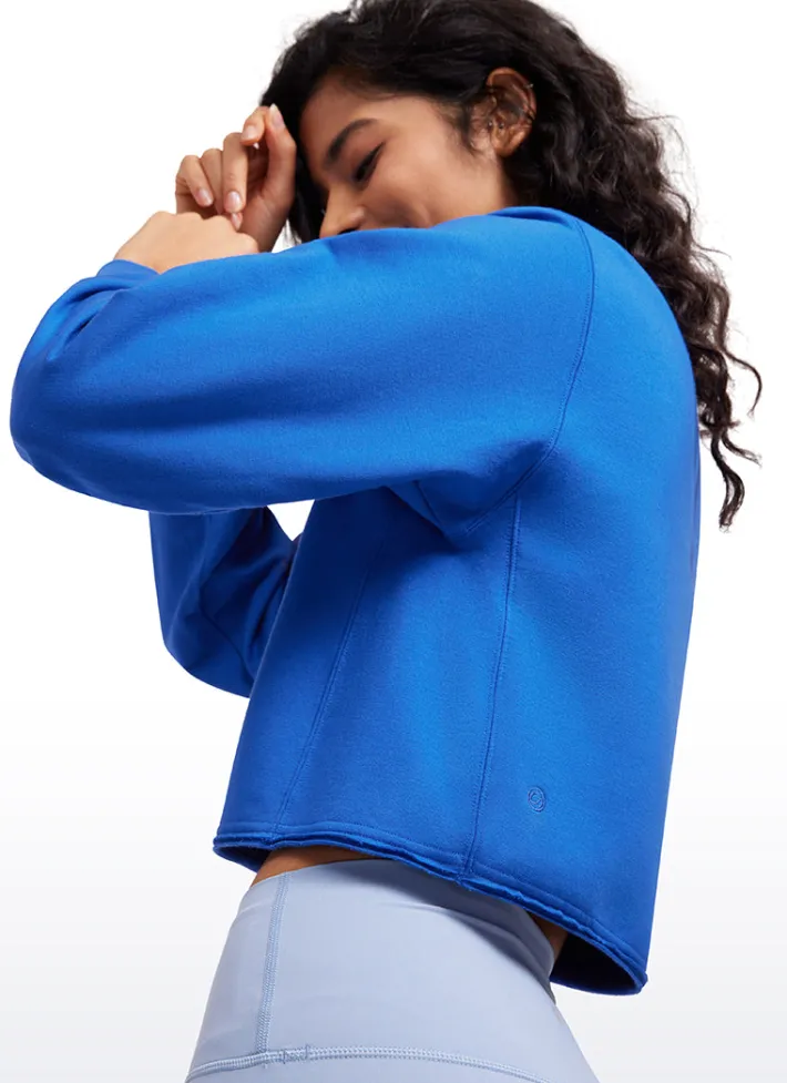 Shop CRZ YOGA Amenity Double Raw Hem Sweatshirts Crew Neck