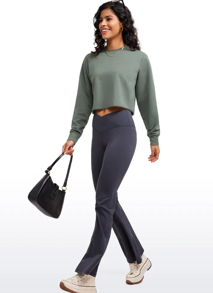Shop CRZ YOGA Amenity Double Raw Hem Sweatshirts Crew Neck