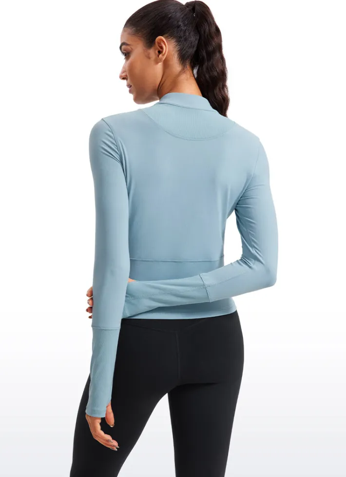 Cheap CRZ YOGA Brushed Half-Zip Long Sleeve Cropped