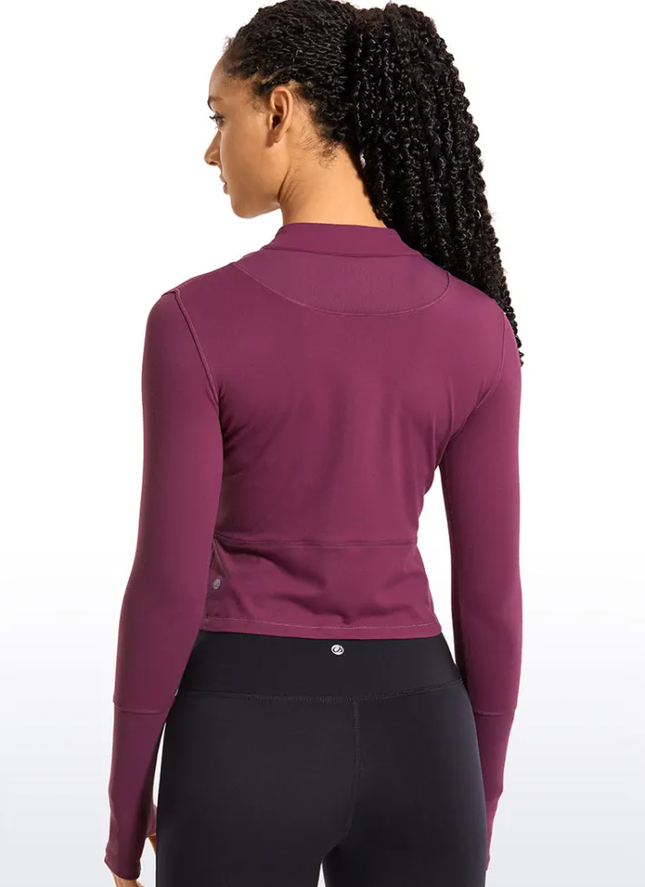 Flash Sale CRZ YOGA Brushed Half-Zip Long Sleeve Cropped