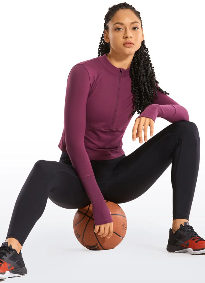 Flash Sale CRZ YOGA Brushed Half-Zip Long Sleeve Cropped