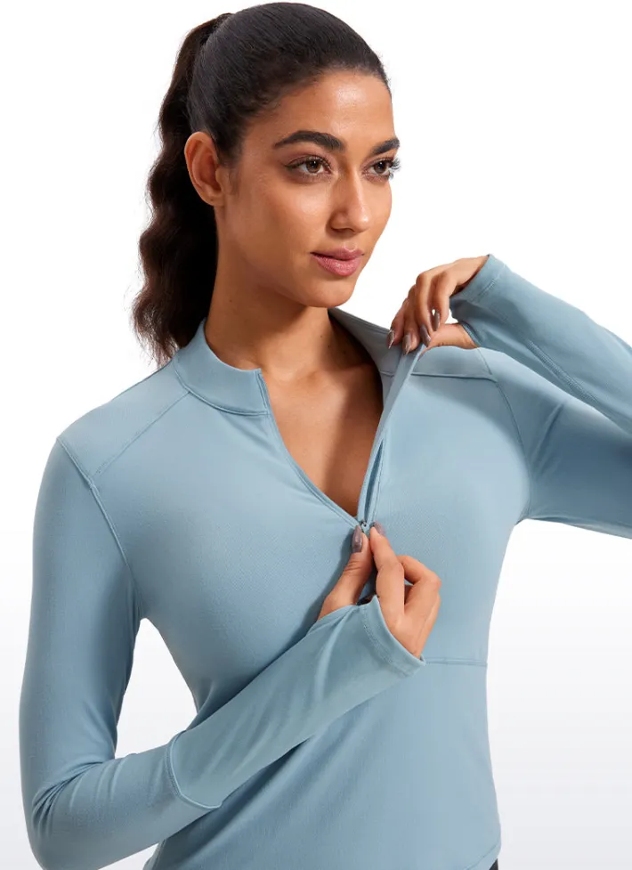 Cheap CRZ YOGA Brushed Half-Zip Long Sleeve Cropped