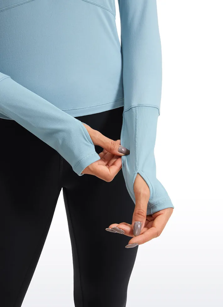 Cheap CRZ YOGA Brushed Half-Zip Long Sleeve Cropped