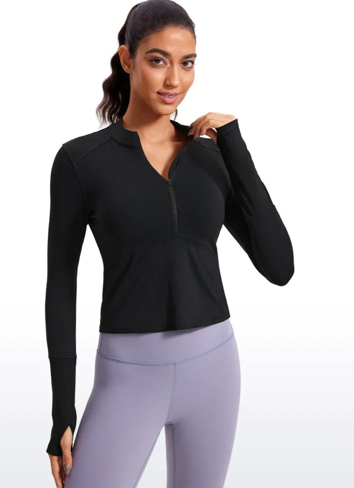 Cheap CRZ YOGA Brushed Half-Zip Long Sleeve Cropped