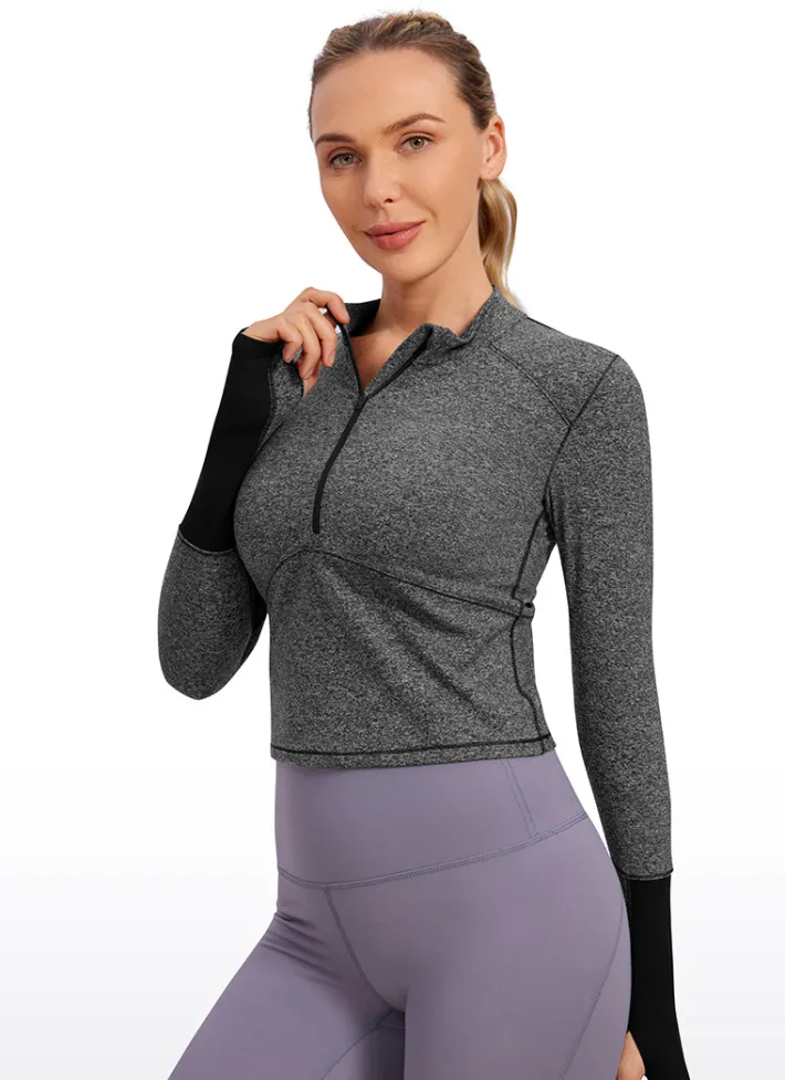 Flash Sale CRZ YOGA Brushed Half-Zip Long Sleeve Cropped