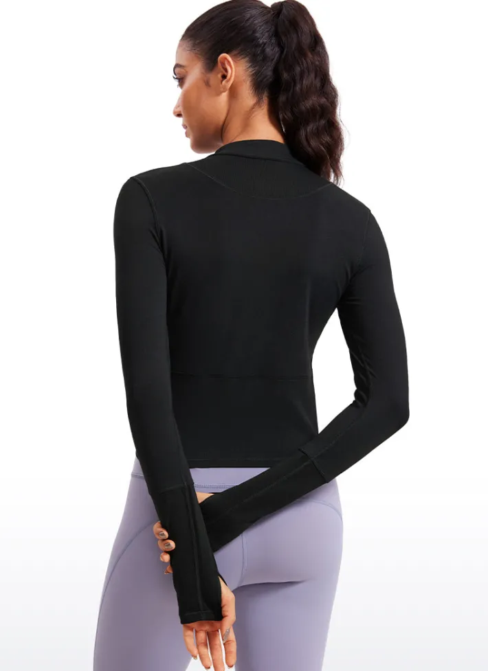 Cheap CRZ YOGA Brushed Half-Zip Long Sleeve Cropped