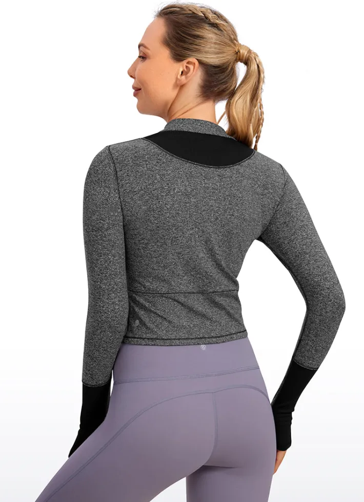 Flash Sale CRZ YOGA Brushed Half-Zip Long Sleeve Cropped