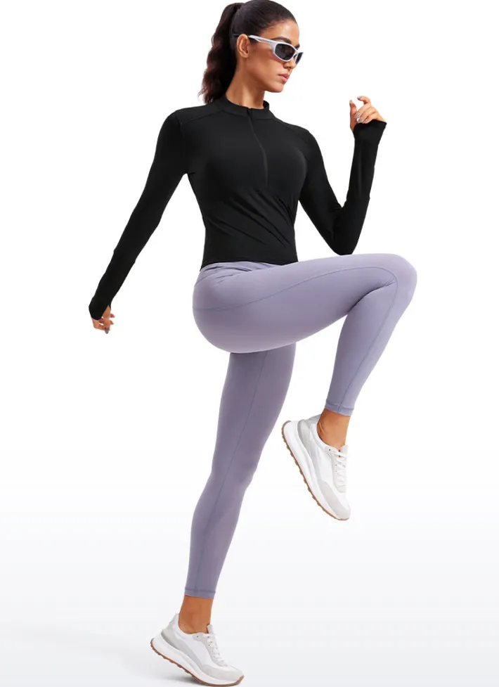 Cheap CRZ YOGA Brushed Half-Zip Long Sleeve Cropped