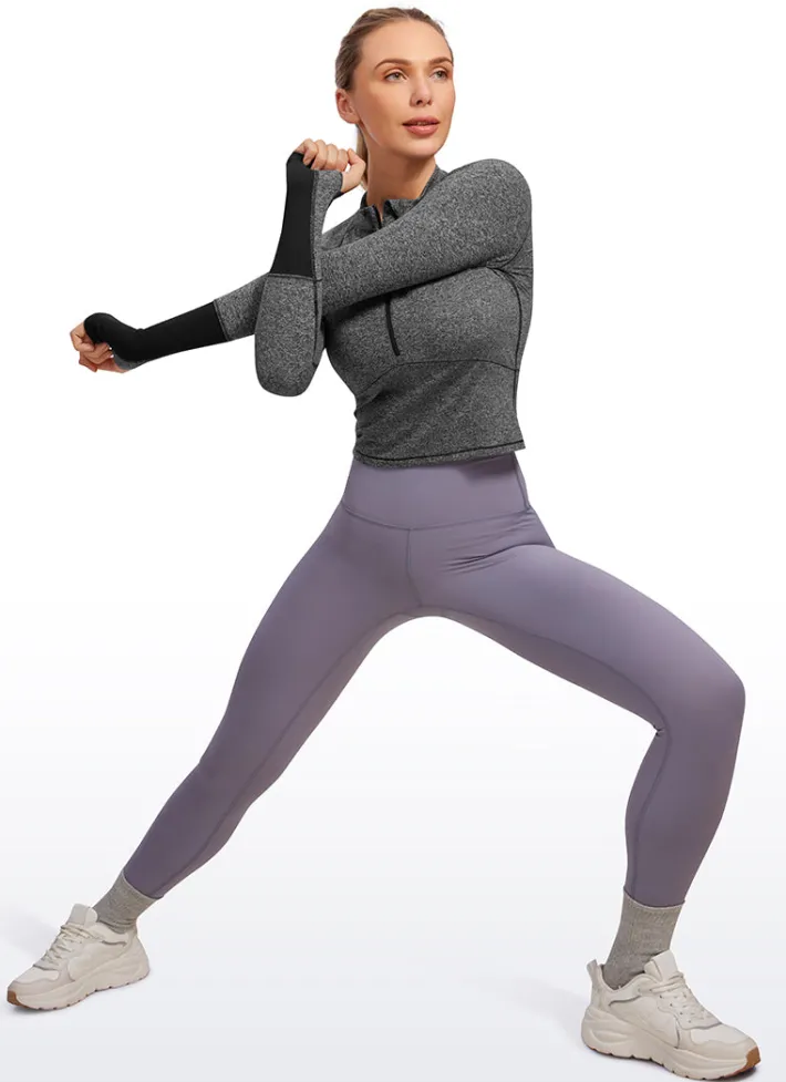 Flash Sale CRZ YOGA Brushed Half-Zip Long Sleeve Cropped