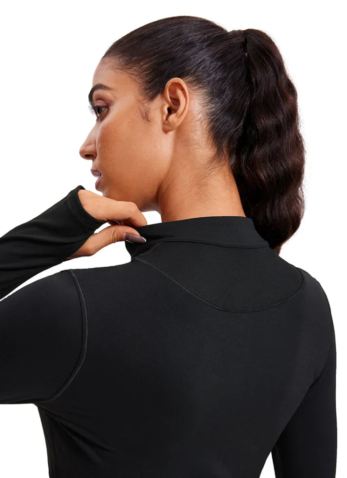 Cheap CRZ YOGA Brushed Half-Zip Long Sleeve Cropped