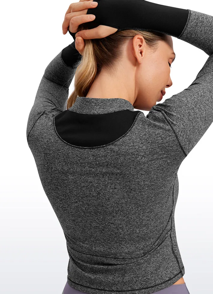 Flash Sale CRZ YOGA Brushed Half-Zip Long Sleeve Cropped