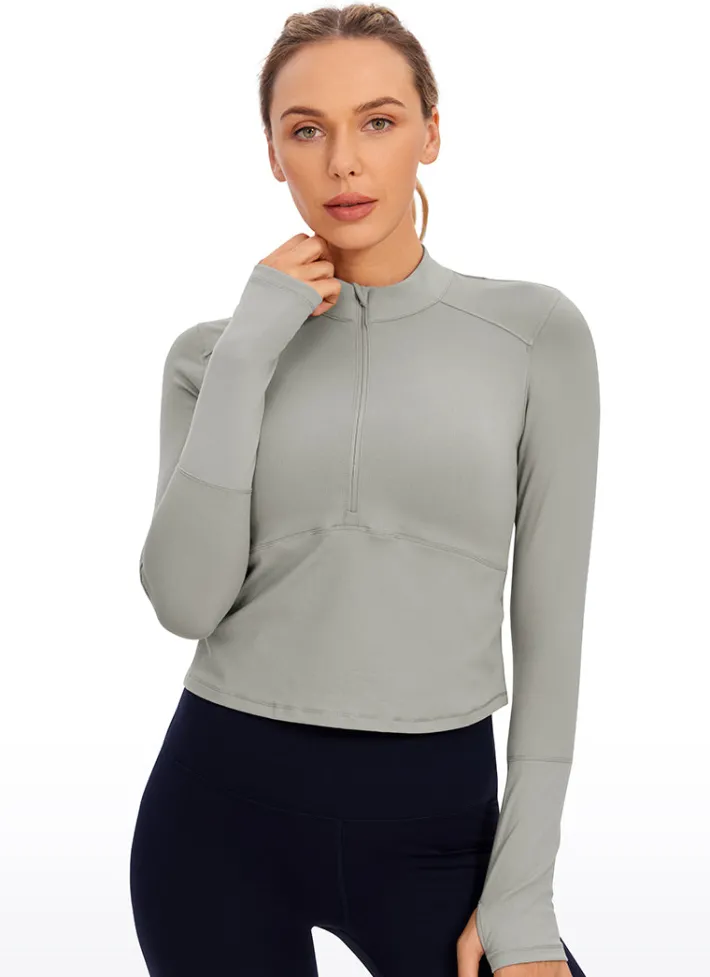 Cheap CRZ YOGA Brushed Half-Zip Long Sleeve Cropped