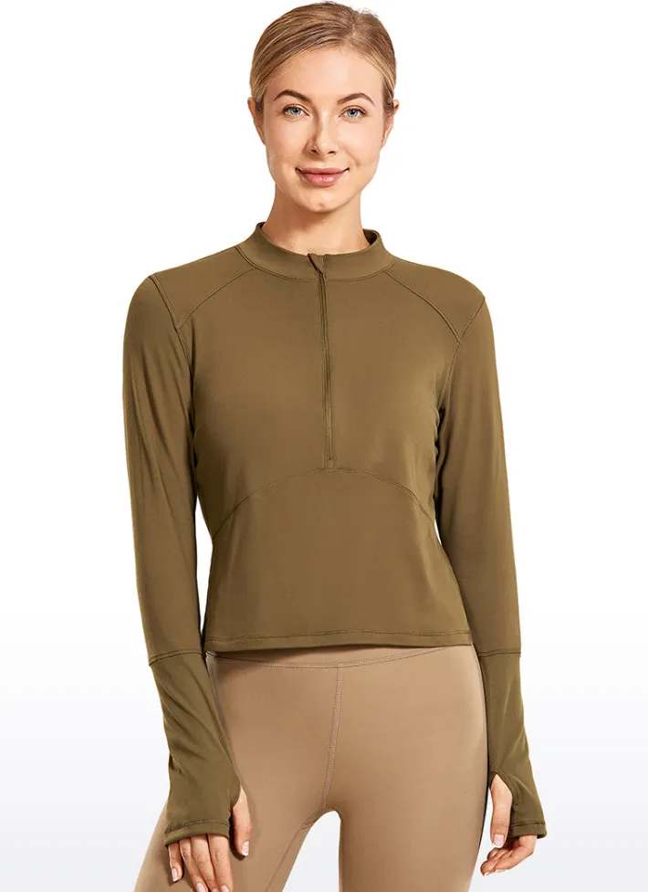 Flash Sale CRZ YOGA Brushed Half-Zip Long Sleeve Cropped