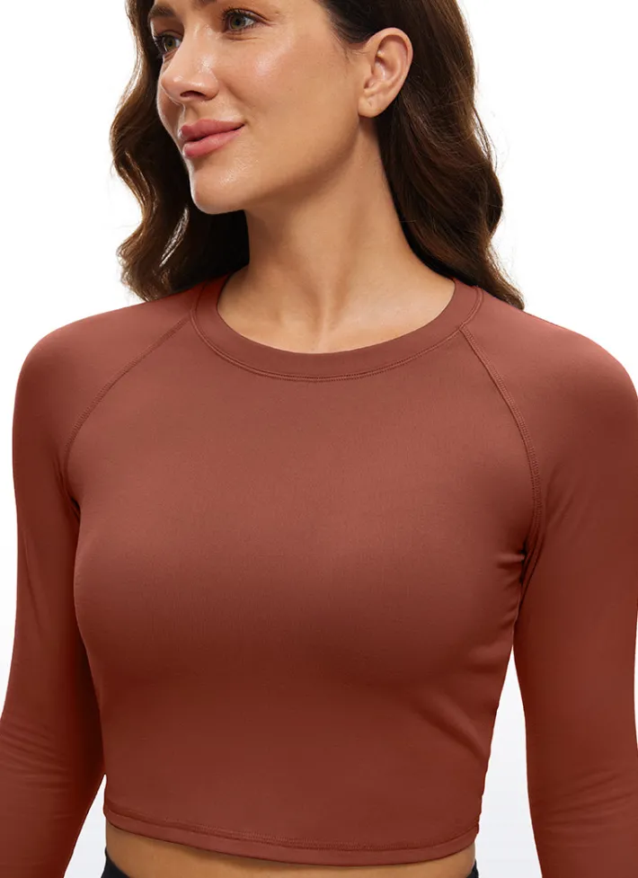 Clearance CRZ YOGA Brushed Long Sleeve Cropped High Neck