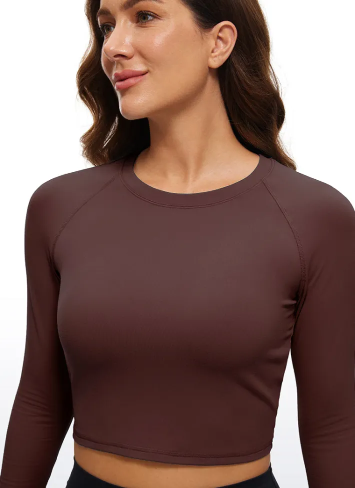 Clearance CRZ YOGA Brushed Long Sleeve Cropped High Neck