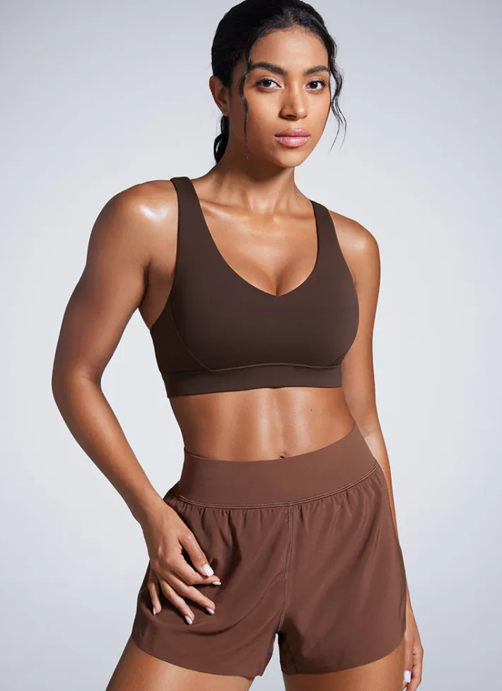 Best CRZ YOGA Butterbreeze V Neck Sports Bras Adjustable Straps