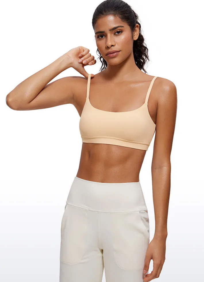 Cheap CRZ YOGA Butterluxe Adjustable Spaghetti Strap Bra Tan Milkshake