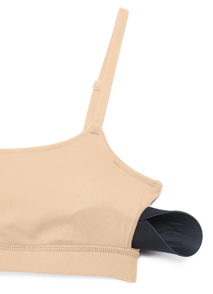 Cheap CRZ YOGA Butterluxe Adjustable Spaghetti Strap Bra Tan Milkshake