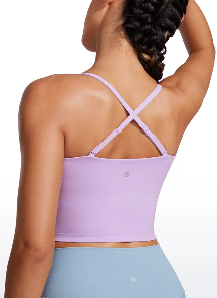 Outlet CRZ YOGA Butterluxe Adjustable Spaghetti Strap Built in Bra Tanks Elfin Purple