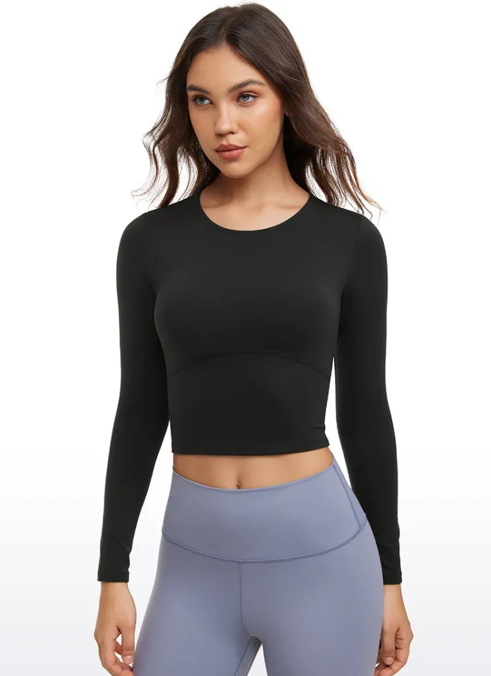 Clearance CRZ YOGA Butterluxe Cropped Front Seam Long Sleeve