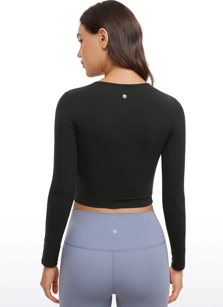 Clearance CRZ YOGA Butterluxe Cropped Front Seam Long Sleeve