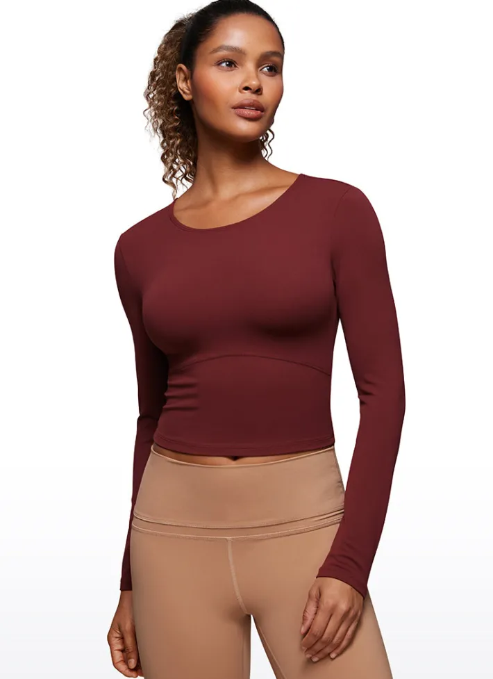 Clearance CRZ YOGA Butterluxe Cropped Front Seam Long Sleeve