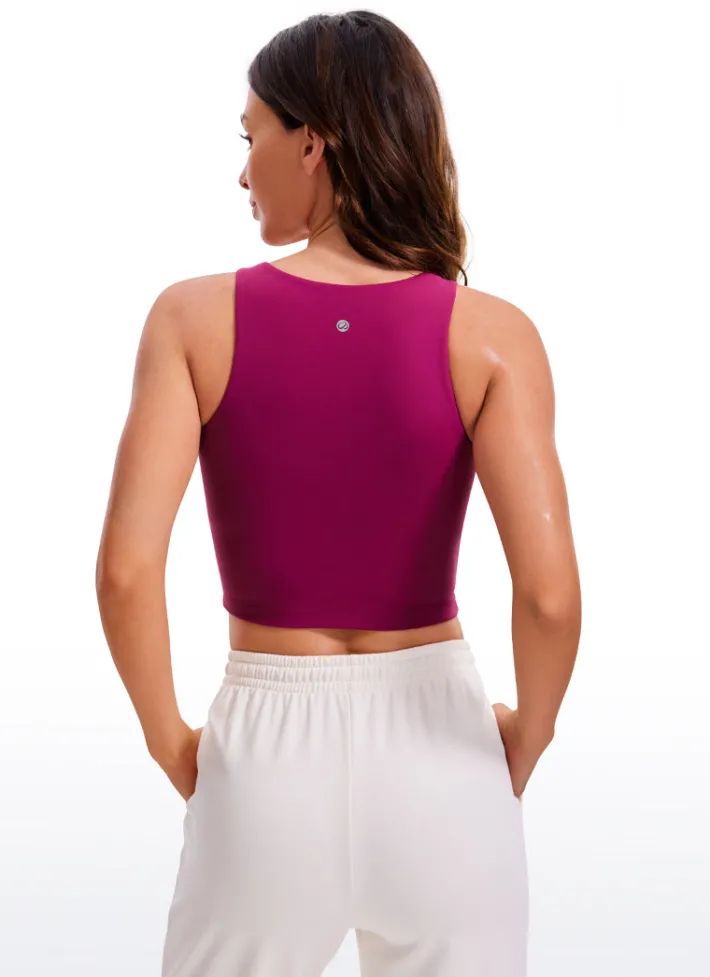 Shop CRZ YOGA Butterluxe Cropped High Neck Tank Tops Wide Back