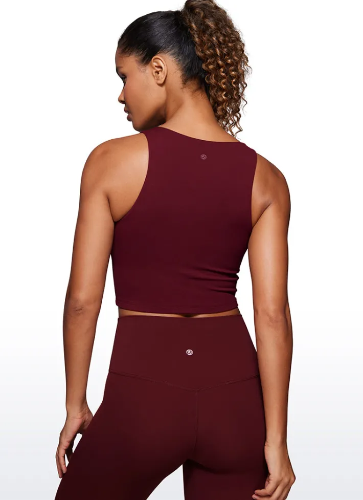 Shop CRZ YOGA Butterluxe Cropped High Neck Tank Tops Wide Back