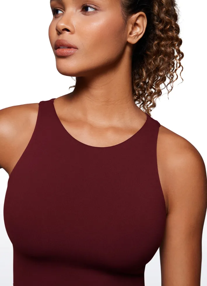 Shop CRZ YOGA Butterluxe Cropped High Neck Tank Tops Wide Back