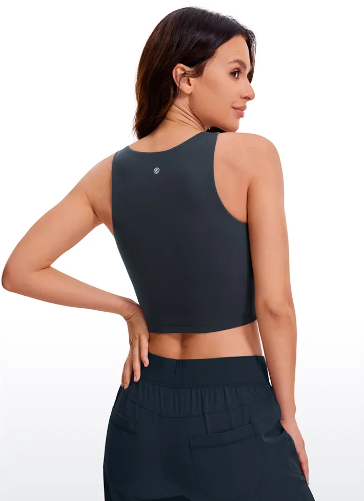 New CRZ YOGA Butterluxe Cropped High Neck Tank Tops Wide Back