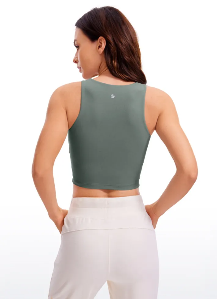 Shop CRZ YOGA Butterluxe Cropped High Neck Tank Tops Wide Back