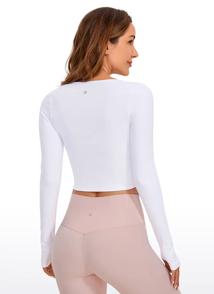 Discount CRZ YOGA Butterluxe Cropped Long Sleeve Scoop Neck