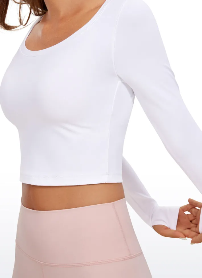 Discount CRZ YOGA Butterluxe Cropped Long Sleeve Scoop Neck