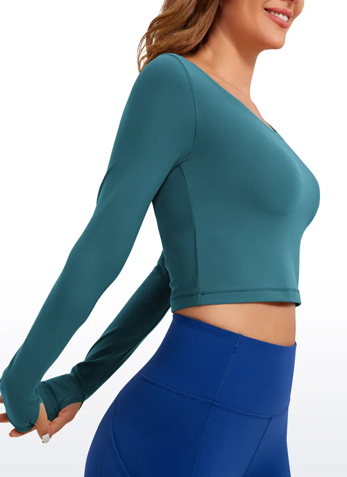 Cheap CRZ YOGA Butterluxe Cropped Long Sleeve Scoop Neck