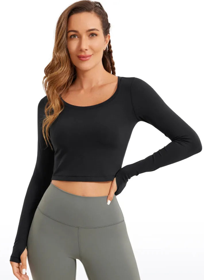 Discount CRZ YOGA Butterluxe Cropped Long Sleeve Scoop Neck