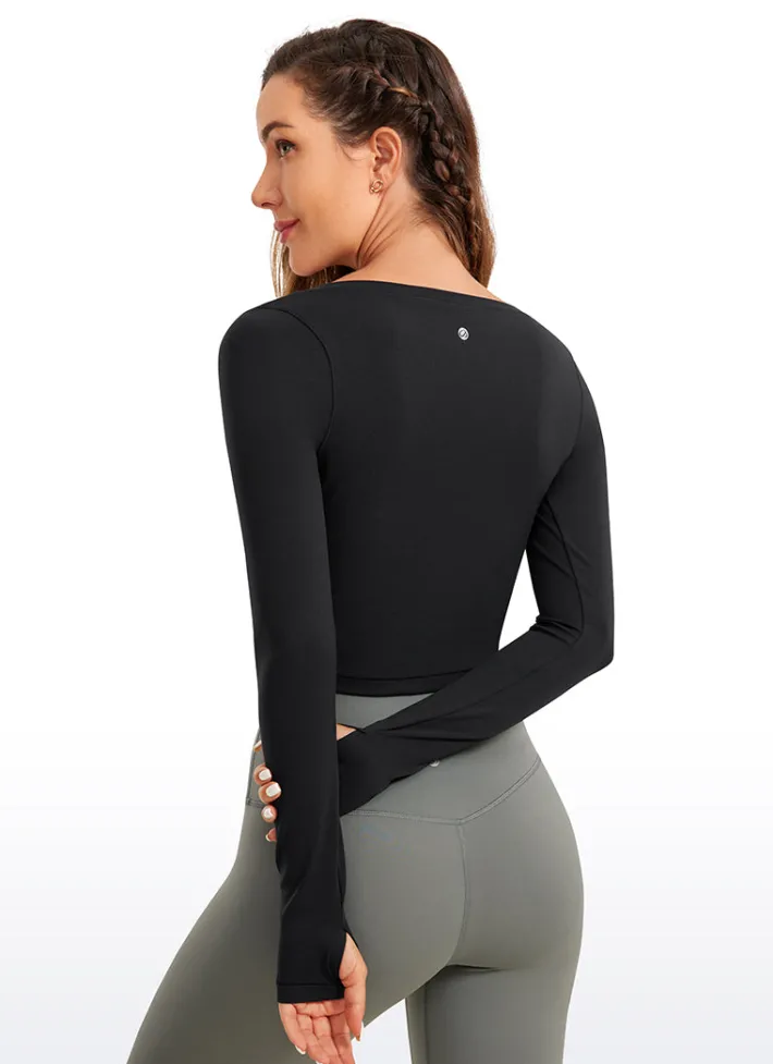 Discount CRZ YOGA Butterluxe Cropped Long Sleeve Scoop Neck