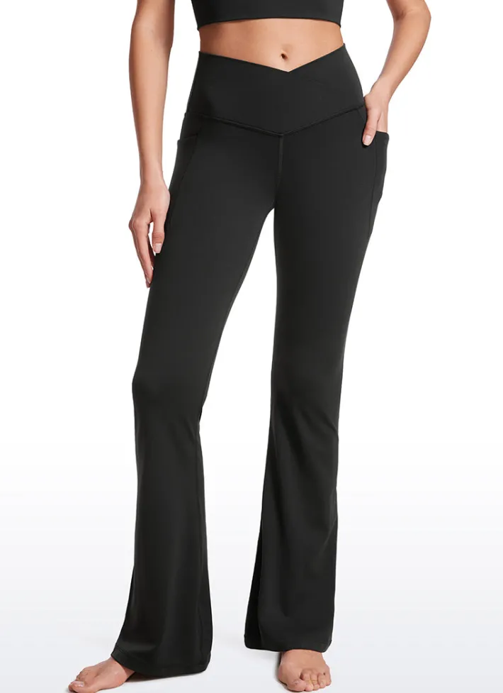 Clearance CRZ YOGA Butterluxe Crossover Pockets Flare Leggings 31" - V Cross Waist