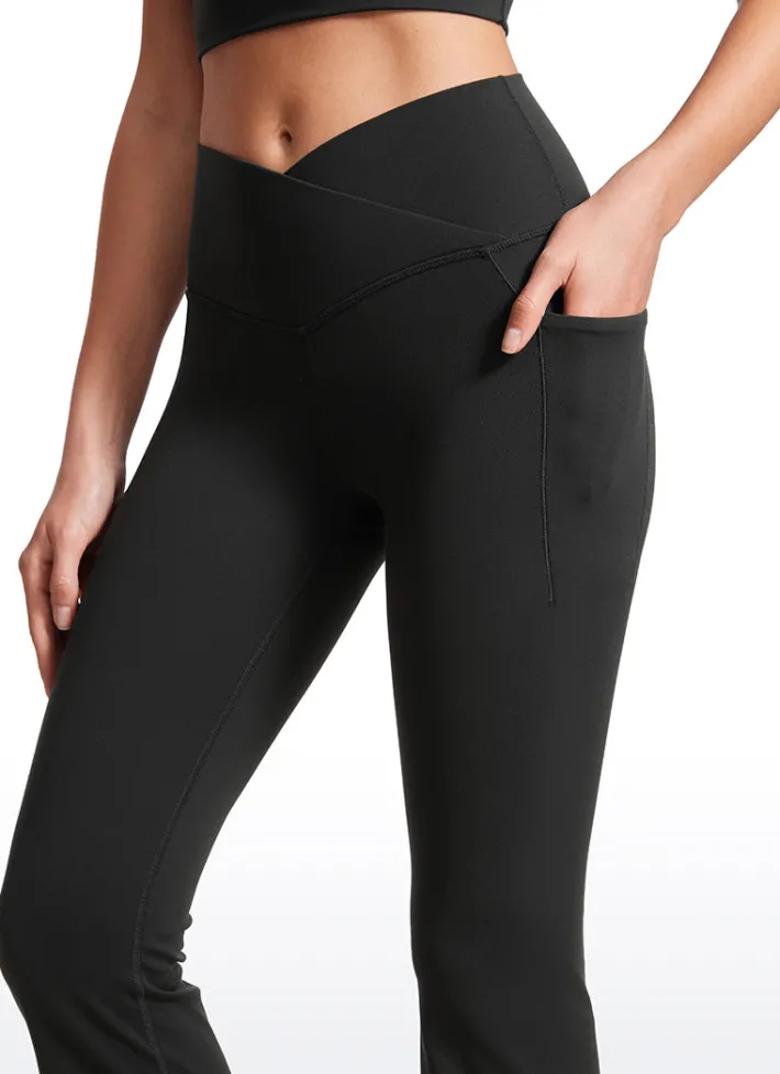 Clearance CRZ YOGA Butterluxe Crossover Pockets Flare Leggings 31" - V Cross Waist