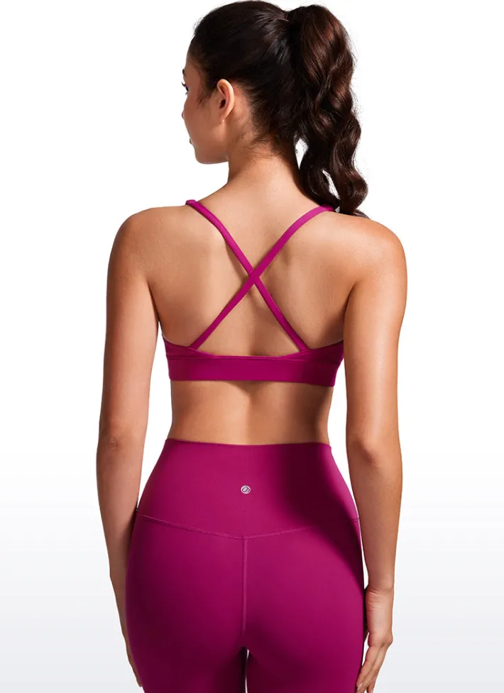 Hot CRZ YOGA Butterluxe Deep V Neck Thin Strap Criss Cross Bra