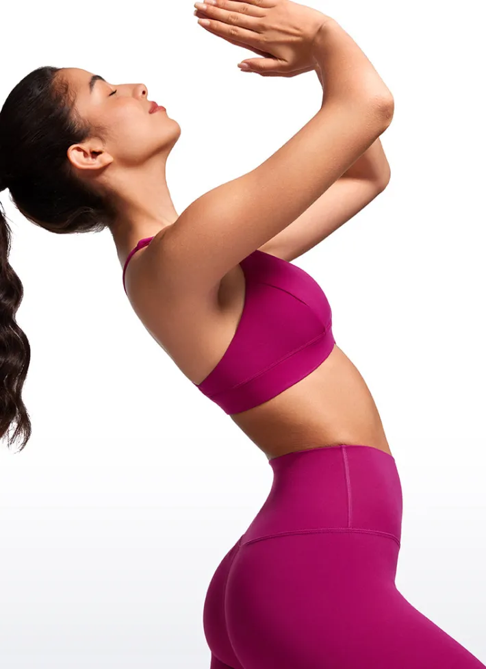 Hot CRZ YOGA Butterluxe Deep V Neck Thin Strap Criss Cross Bra