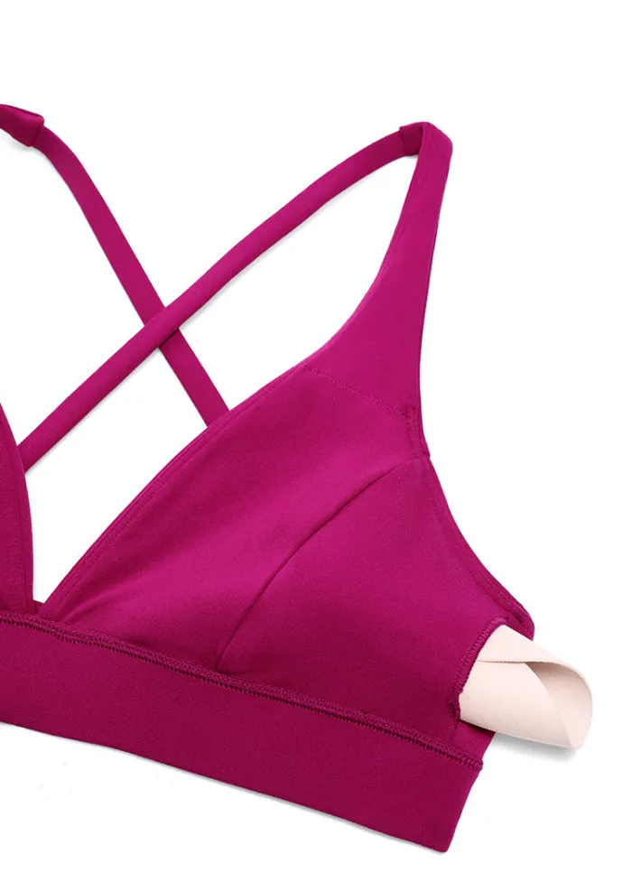 Hot CRZ YOGA Butterluxe Deep V Neck Thin Strap Criss Cross Bra