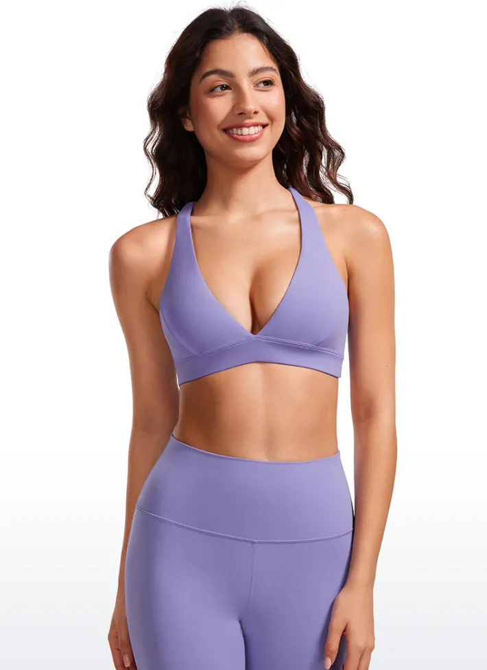 Hot CRZ YOGA Butterluxe Deep V Neck Thin Strap Criss Cross Bra