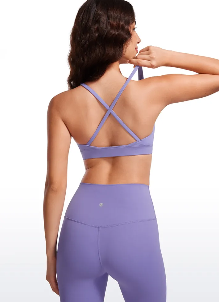 Hot CRZ YOGA Butterluxe Deep V Neck Thin Strap Criss Cross Bra