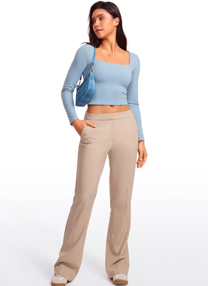 Store CRZ YOGA Butterluxe Double Lined Cropped Long Sleeves Square Neck
