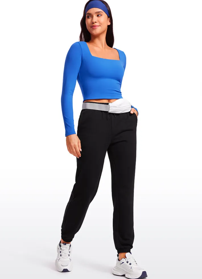 Store CRZ YOGA Butterluxe Double Lined Cropped Long Sleeves Square Neck