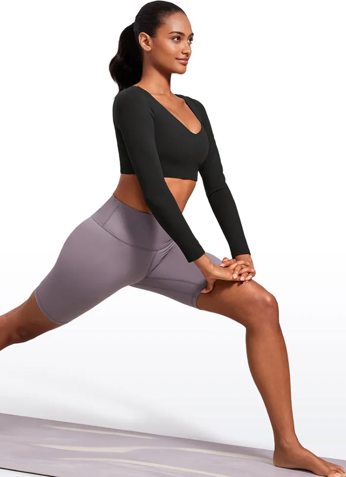 Sale CRZ YOGA Butterluxe Double Lined Cropped Long Sleeves V Neck